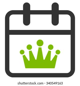 King Day vector icon. Style is bicolor flat symbol, eco green and gray colors, rounded angles, white background.