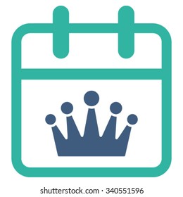 King Day vector icon. Style is bicolor flat symbol, cobalt and cyan colors, rounded angles, white background.