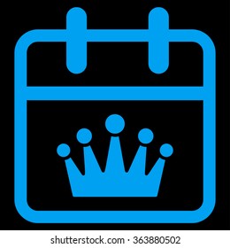King Day vector icon. Style is flat symbol, blue color, rounded angles, black background.