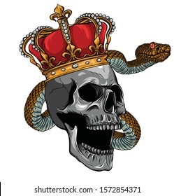 King of death. Portrait of a skull with a crown