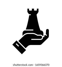 King decision black icon, concept illustration, vector flat symbol, glyph sign.