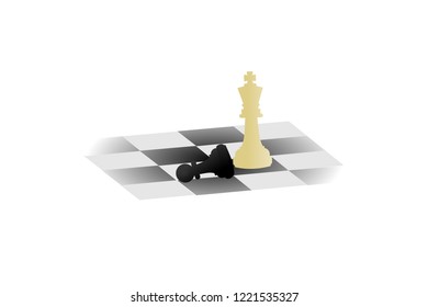King defeated pawn in chess game illustration vector