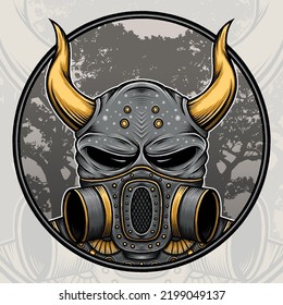 King Demon with Gas Mask. Premium vector