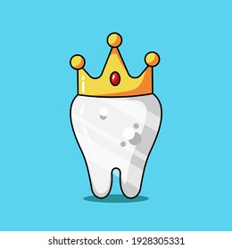 King dental cartoon vector icon illustration