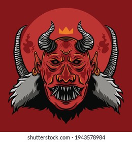 king of devil head with horn vector illustration