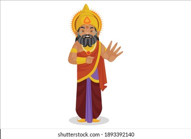 King Dhritarashtra is crying. Vector graphic illustration. Individually on a white background.