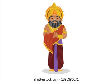 King Dhritarashtra is doing greet. Vector graphic illustration. Individually on a white background.