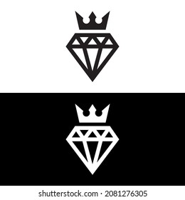 König des Diamantenlogos Symbol einzeln auf schwarz-weißem Hintergrund