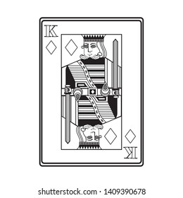 king of diamonds card icon cartoon black and white vector illustration graphic design