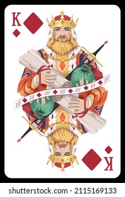 King of Diamonds playing card - Colorful original design.