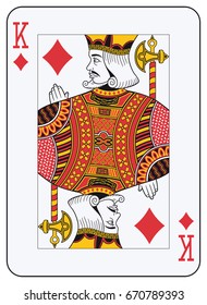 King of diamonds playing card (decorations in a separate level in vector file, so you can easily edit or change it)
