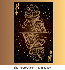 King of diamonds. Playing card with original design on the theme of space.