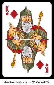 King of Diamonds spielend Karte - Slavic Original Design.