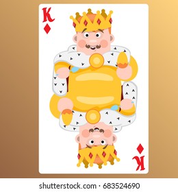 King of diamonds. Playing cards with cartoon cute characters.