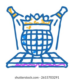 king disco party doodle icon sketch vector. king disco party sign. isolated symbol illustration