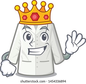 King doctor coat hanging on cartoon wall