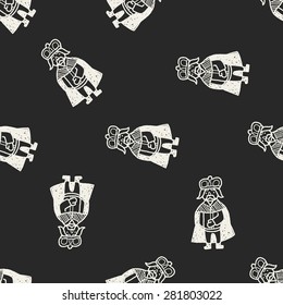 king doodle seamless pattern background