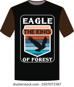 The king of eagle retro t shirt design, eagle the king of forest design