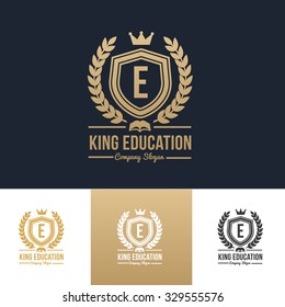 King Education, Luxury Crest Logo For School And Education Brand Identity