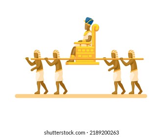 The king of Egypt was carried on palanquin by slaves. Egypt sedan chair traditional vehicle illustration vector