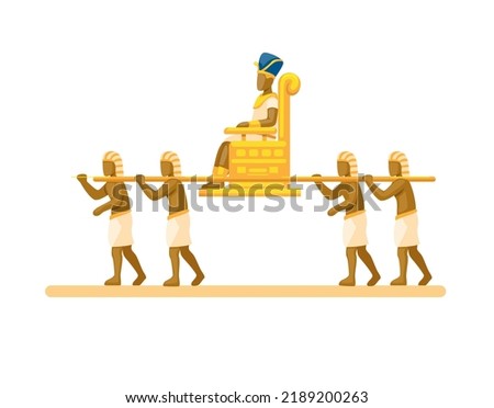 The king of Egypt was carried on palanquin by slaves. Egypt sedan chair traditional vehicle illustration vector
