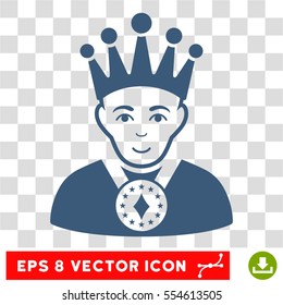 King EPS vector pictogram. Illustration style is flat iconic blue symbol on chess transparent background.
