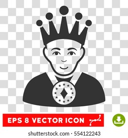 King EPS vector pictograph. Illustration style is flat iconic gray symbol on chess transparent background.