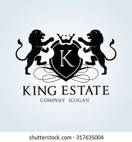 King Estate Lion Crest Logo Template