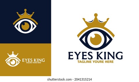 La plantilla del logotipo de King Eyes, el ojo con corona es elegante y moderno.