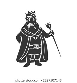 King Fantasy Icon Silhouette Illustration. Fairytale Vector Graphic Pictogram Symbol Clip Art. Doodle Sketch Black Sign.