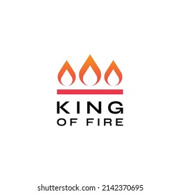 King Of Fire Logo Template Flame Red Flare Simple Modern Crown
