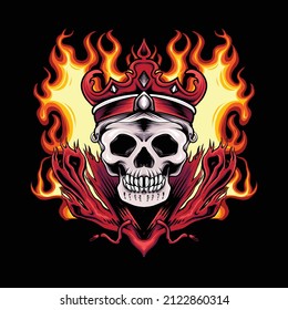 ilustración del cráneo de incendio para diseño e impresión de camisetas