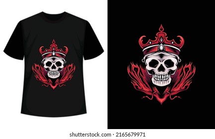 King fire skull illustration for t shirt design