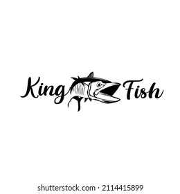 king fish logo for fisherman , a modern logo great mackarel jump logo