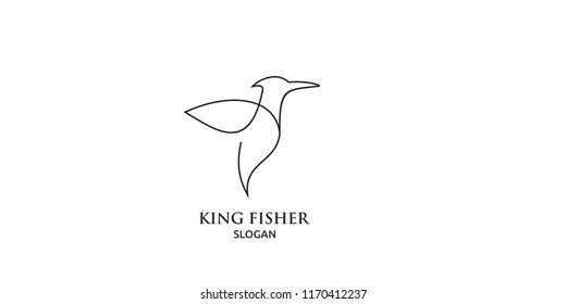 king fisher bird line logo icon designs