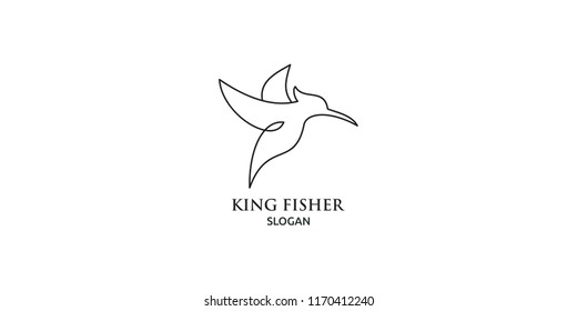 king fisher bird line logo icon designs