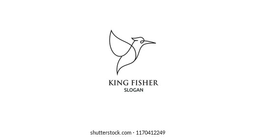 king fisher bird line logo icon designs
