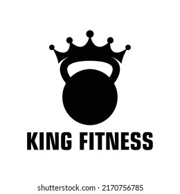 Concepto del logo de King Fitness. Plantillas de gimnasia de KettleBell