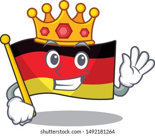 King flag germany mascot folded on cartoon table