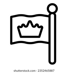 King flag line icon, fairytale concept, monarch heraldic emblem sign on white background, flag with crown icon in outline style mobile concept web design. Vector graphics.