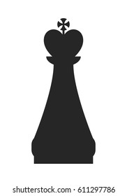 King. Flat black icon, object of chess pieces. Vector illustration