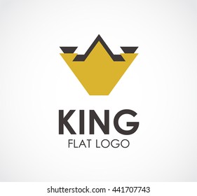 King flat of paper crown abstract vector and logo design or template kingdom business icon of company identity symbol concept