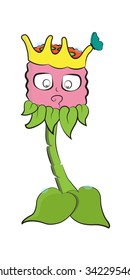 king flower cute cartoon vector character illustration