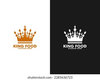 Logo de King Food, comida de la Corona o cuchara de cuchillo de la horquilla real Logo del vector Diseño Ilustración