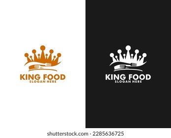 King Food Logo, Crown food or Royal Food fork knife spoon Logo vector Design Illustration