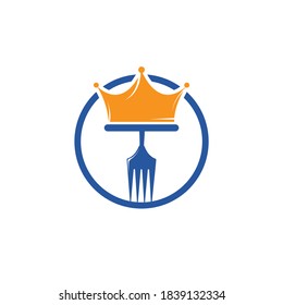 King Food vector logo design. Fork with crown for Restaurant logo template design.	