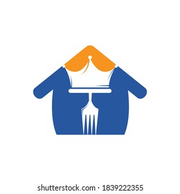 King Food vector logo design. Fork with crown for Restaurant logo template design.	

