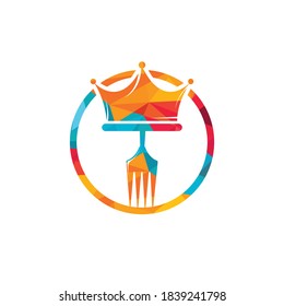 King Food vector logo design. Fork with crown for Restaurant logo template design.	