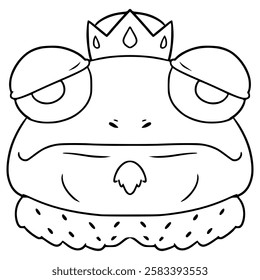 king frog illustration hand drawn outline vector