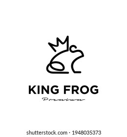 king frog line vector logo illustration design